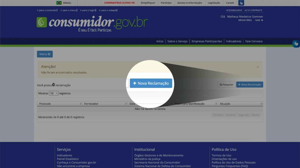 Imagem do site consumidor.gov.br