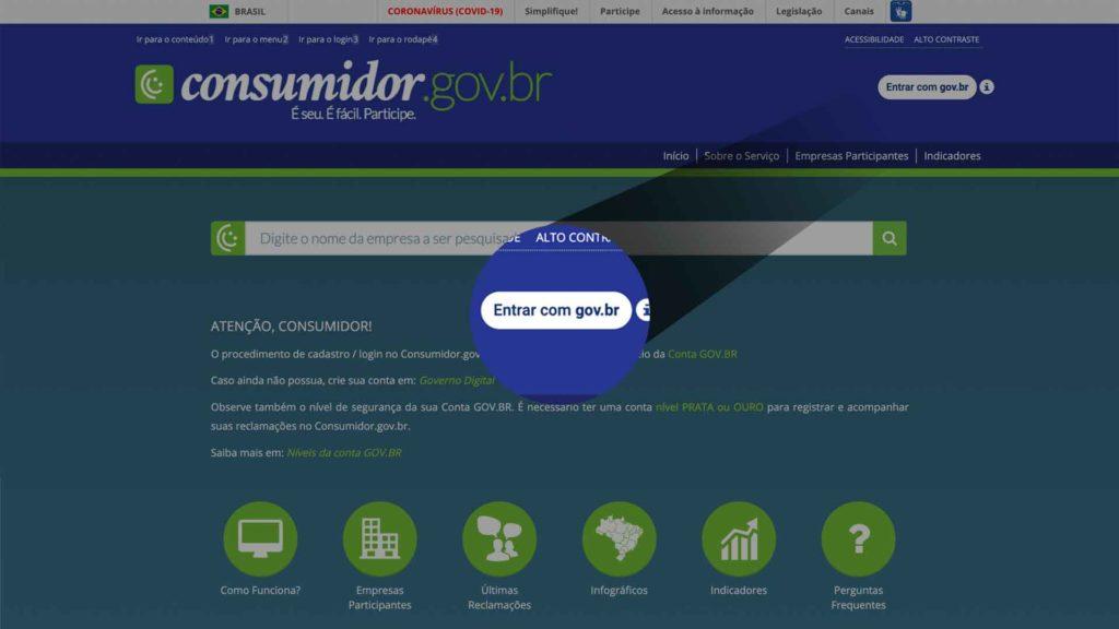 Tela inicial consumidor.gov.br